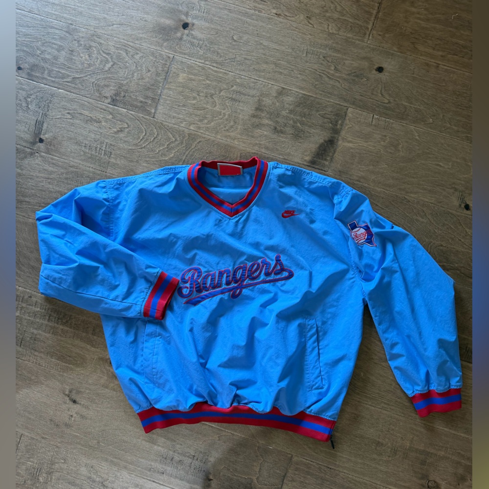 Men’s Nike Blue and Red Texas Rangers Baseball Pullover, Large